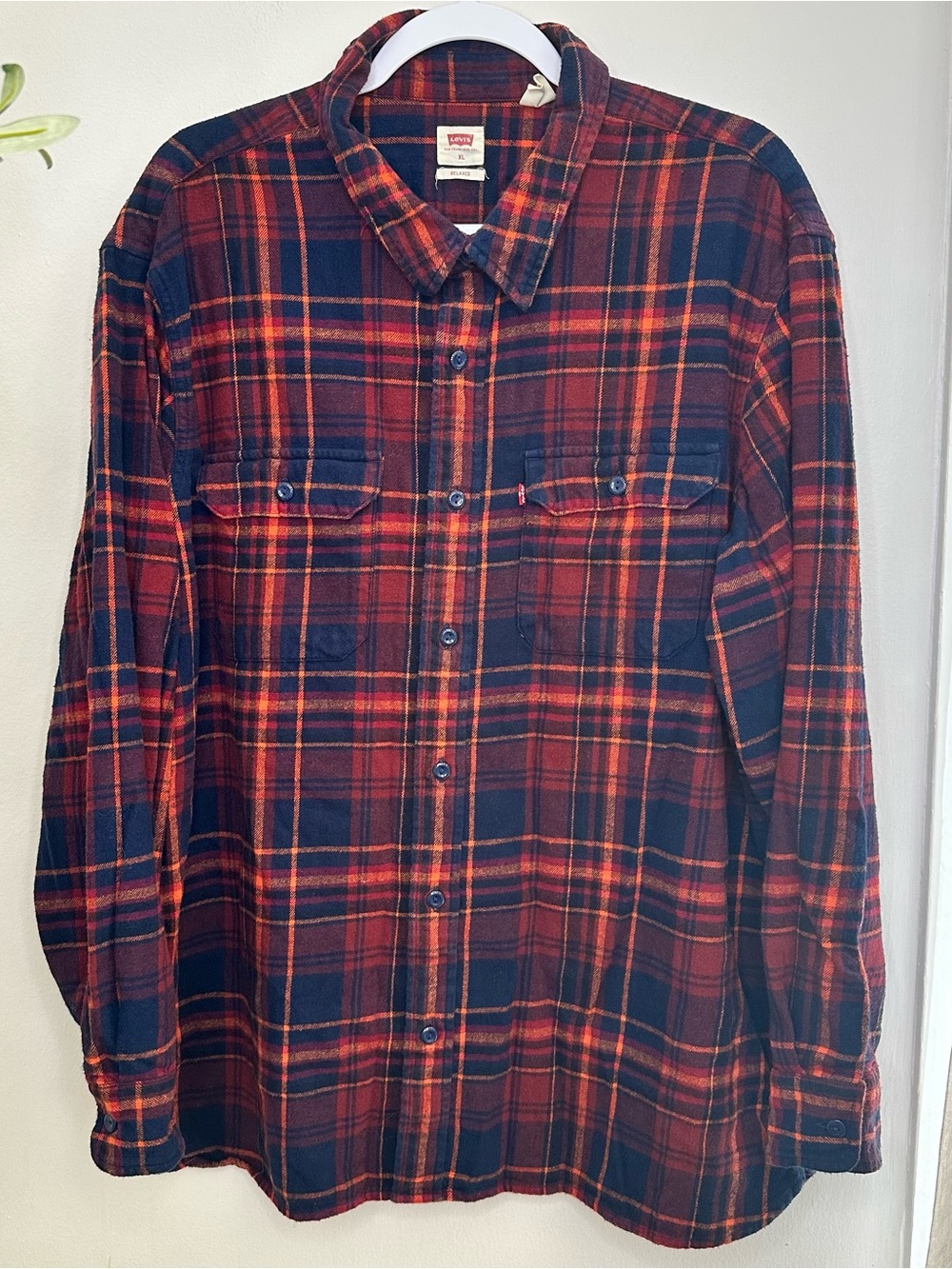 Levi's Men's Plaid Relaxed Flannel Button-Front Shirt XL